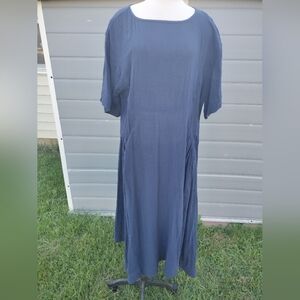 Free People Witchy Bohemian Gauze Cotton Maxi Dress Size Medium LagenLook Blue